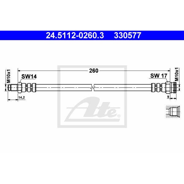 Слика на црево за кочница ATE 24.5112-0260.3 за Fiat Palio 178bx 1.7 TD - 71 коњи дизел