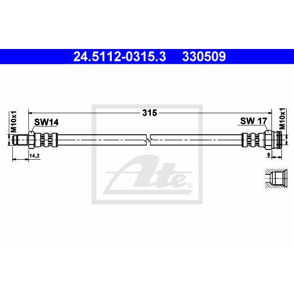 Слика на црево за кочница ATE 24.5112-0315.3 за Citroen Jumper BUS 230P 2.0  4x4 - 109 коњи бензин