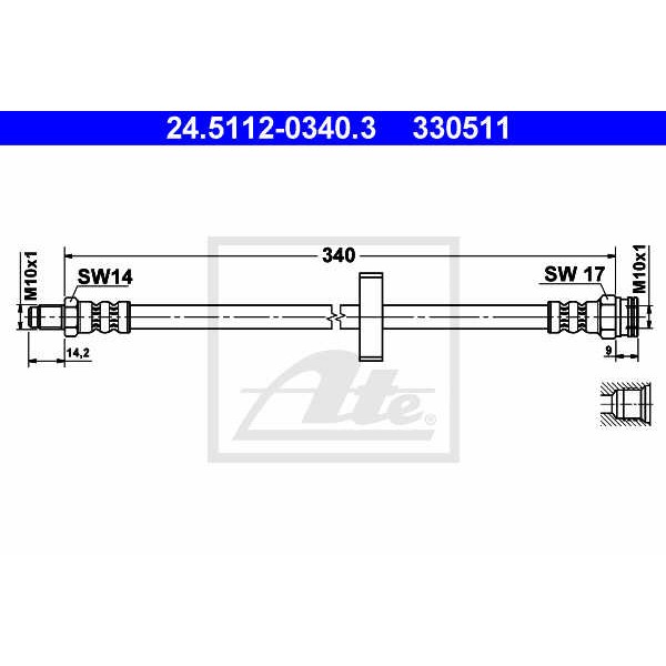 Слика на црево за кочница ATE 24.5112-0340.3 за Citroen Jumper BUS 230P 2.0  4x4 - 109 коњи бензин