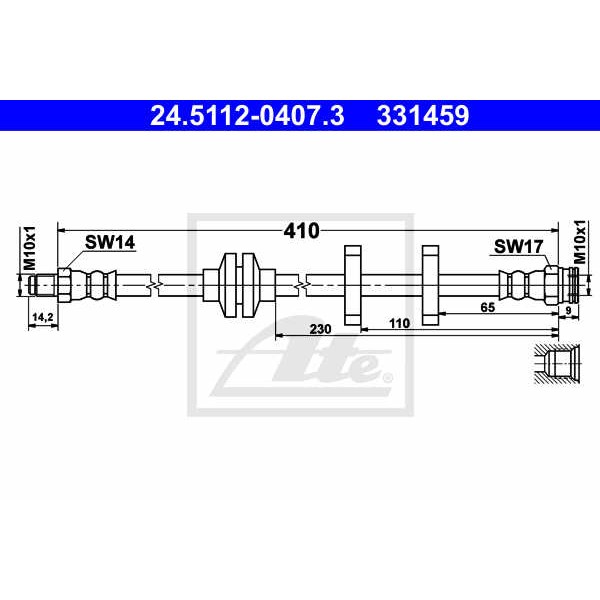 Слика на црево за кочница ATE 24.5112-0407.3 за Fiat Bravo 198 1.4 - 90 коњи бензин