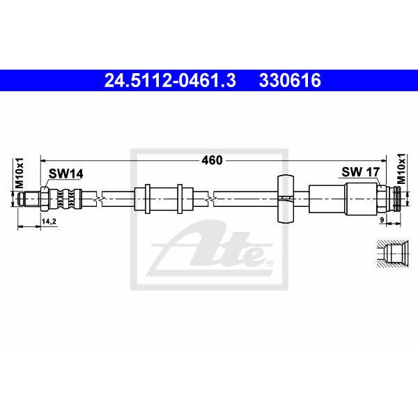 Слика на црево за кочница ATE 24.5112-0461.3 за Citroen Jumper BUS 230P 2.0  4x4 - 109 коњи бензин