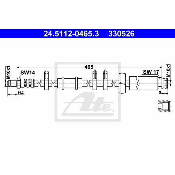 Слика на црево за кочница ATE 24.5112-0465.3 за Citroen Jumper BUS 230P 2.0  4x4 - 109 коњи бензин