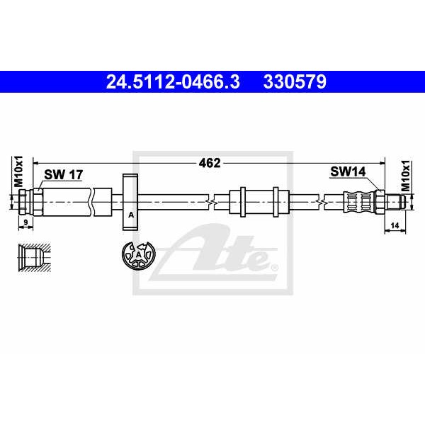 Слика на црево за кочница ATE 24.5112-0466.3 за Citroen Jumper BUS 230P 2.0  4x4 - 109 коњи бензин