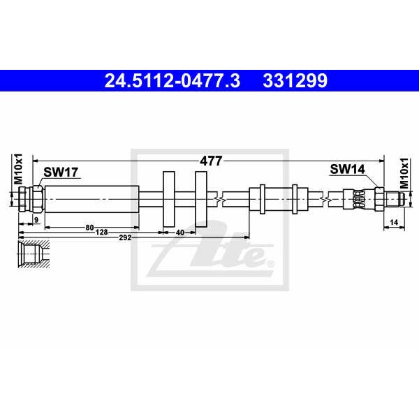 Слика на црево за кочница ATE 24.5112-0477.3 за Citroen Jumper BUS 230P 2.0  4x4 - 109 коњи бензин