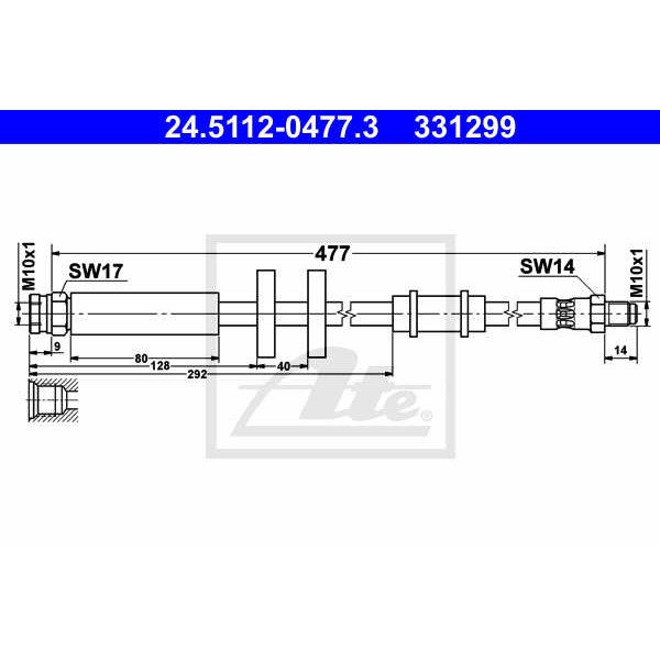 Слика на црево за кочница ATE 24.5112-0477.3 за Fiat Ducato BUS 230 2.8 JTD 4x4 - 128 коњи дизел