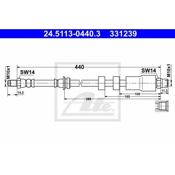 Слика на црево за кочница ATE 24.5113-0440.3 за BMW 3 Touring E91 335 xi - 306 коњи бензин