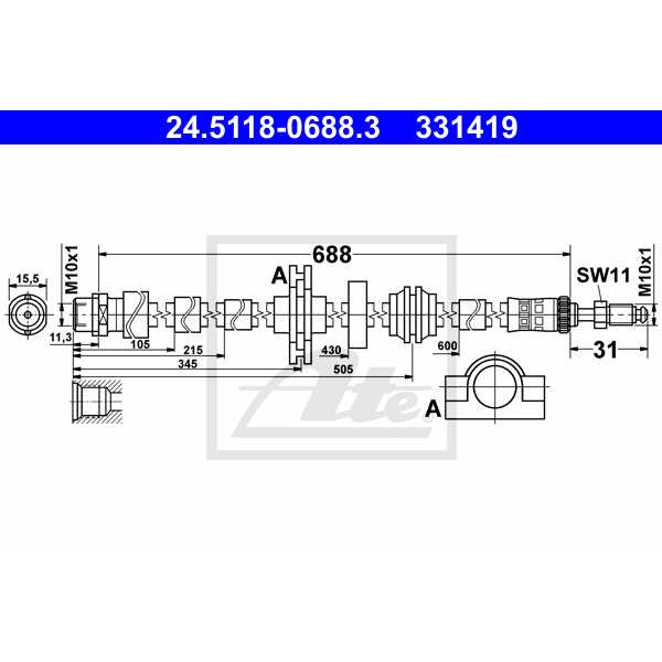 Слика на Црево за кочница ATE 24.5118-0688.3