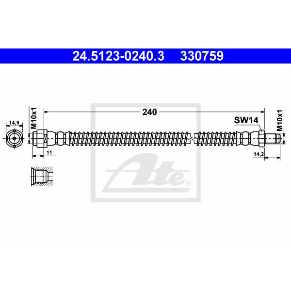 Слика на црево за кочница ATE 24.5123-0240.3 за Mercedes S-class Saloon (w220) S 600 (220.176) - 500 коњи бензин