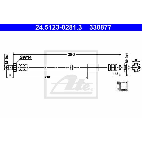 Слика на црево за кочница ATE 24.5123-0281.3 за Mercedes E-class Estate (s210) E 430 T (210.270) - 279 коњи бензин