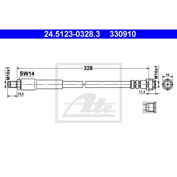 Слика на црево за кочница ATE 24.5123-0328.3 за Mercedes Vito BUS (w639) 115 CDI 4x4 - 150 коњи дизел