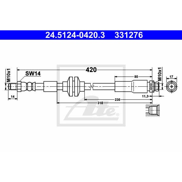 Слика на црево за кочница ATE 24.5124-0420.3 за Ford Focus 2 Estate (daw) 1.8 TDCi - 115 коњи дизел