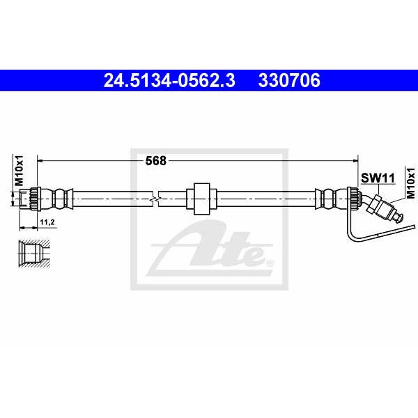 Слика на црево за кочница ATE 24.5134-0562.3 за Renault Master 2 Bus (JD,ND) 2.5 D - 80 коњи дизел