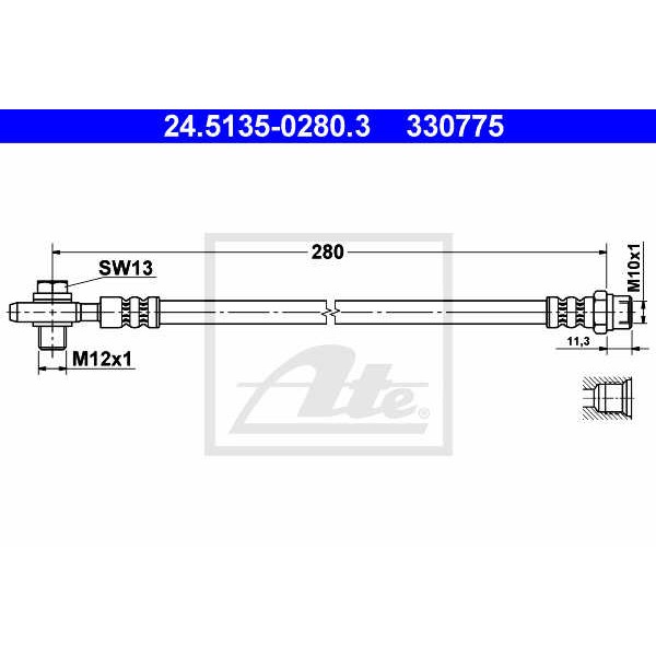 Слика на црево за кочница ATE 24.5135-0280.3 за Audi A8 Limousine (4D2, 4D8) 4.2 quattro - 310 коњи бензин