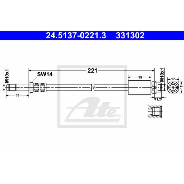 Слика на црево за кочница ATE 24.5137-0221.3 за BMW 3 Coupe E92 325 d - 211 коњи дизел