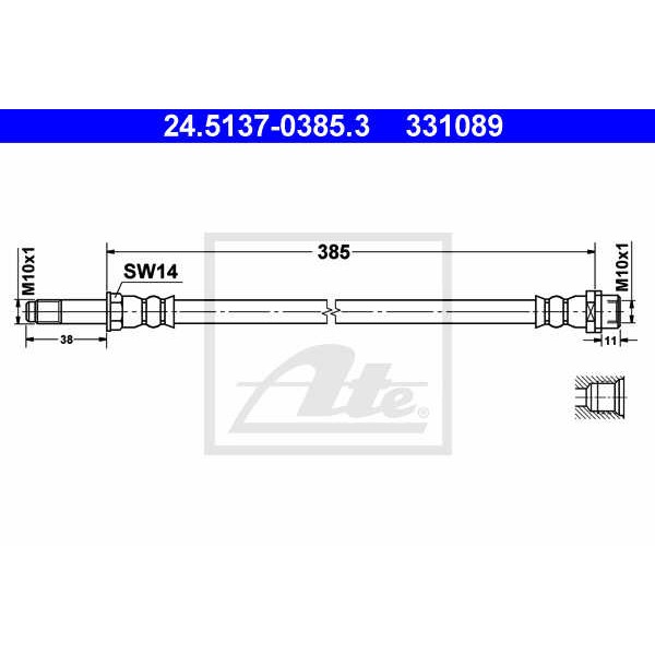 Слика на црево за кочница ATE 24.5137-0385.3 за Mercedes Sprinter 5-t Box (906) 511 CDI (906.653, 906.655, 906.657) - 109 коњи дизел