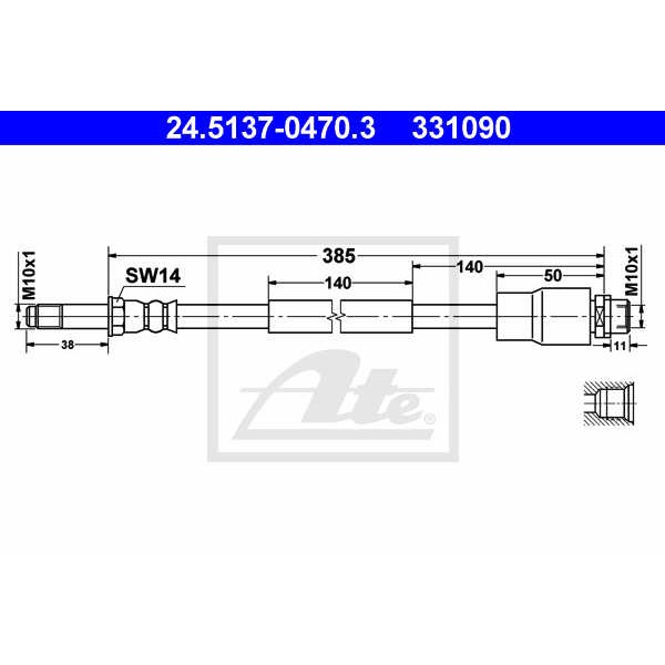 Слика на црево за кочница ATE 24.5137-0470.3 за Mercedes Sprinter 5-t Platform (906) 515 CDI 4x4 (906.153, 906.155, 906.253, 906.255) - 150 коњи дизел