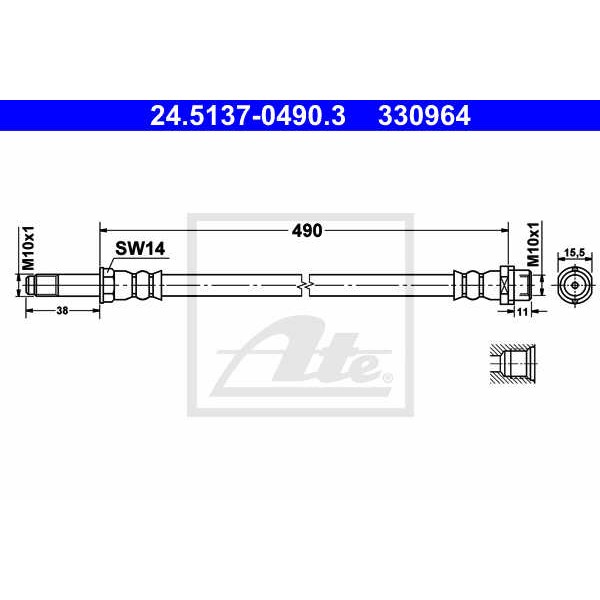 Слика на црево за кочница ATE 24.5137-0490.3 за Mercedes Sprinter 3-t Box (906) 216 CDI (906.611, 906.613) - 163 коњи дизел