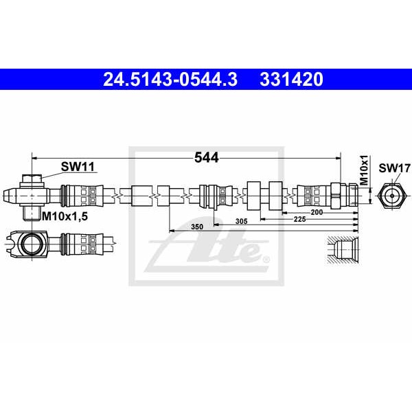 Слика на црево за кочница ATE 24.5143-0544.3 за Seat Toledo 4 (KG3) 1.0 TSI - 110 коњи бензин