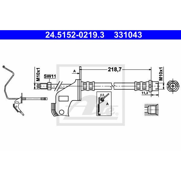 Слика на црево за кочница ATE 24.5152-0219.3 за Opel Astra H Hatchback 1.9 CDTI 16V - 120 коњи дизел