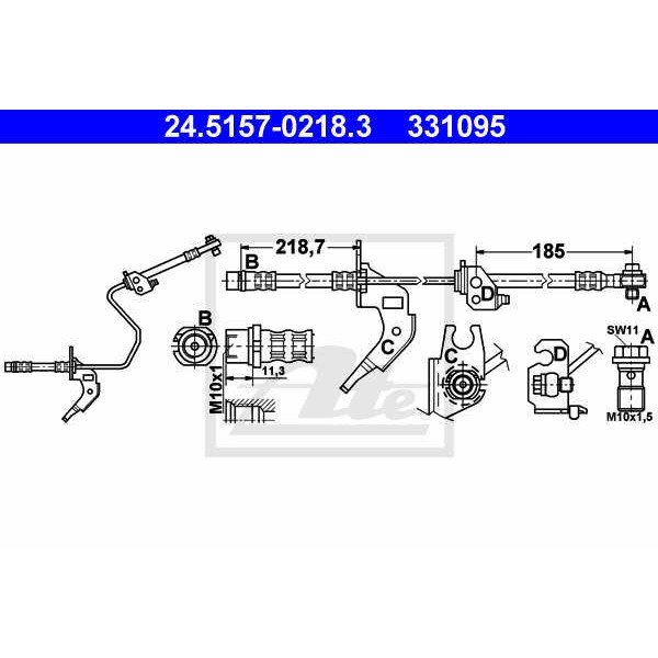 Слика на црево за кочница ATE 24.5157-0218.3 за Opel Astra G Saloon 1.6 - 103 коњи бензин