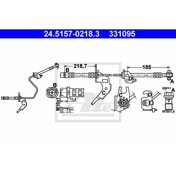 Слика на црево за кочница ATE 24.5157-0218.3 за Opel Astra G Saloon 1.8 16V - 125 коњи бензин