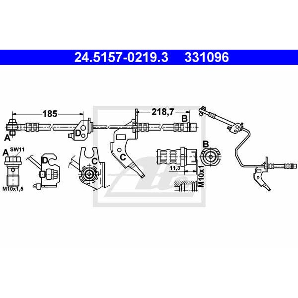 Слика на црево за кочница ATE 24.5157-0219.3 за Opel Astra G Convertible 1.8 16V - 125 коњи бензин