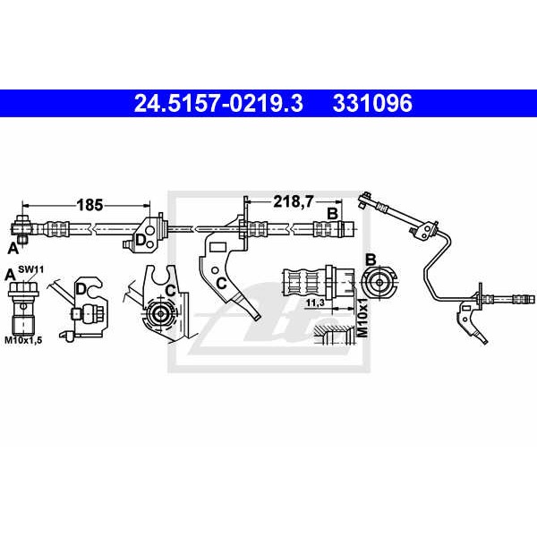 Слика на црево за кочница ATE 24.5157-0219.3 за Opel Astra G Saloon 1.7 DTI 16V - 75 коњи дизел