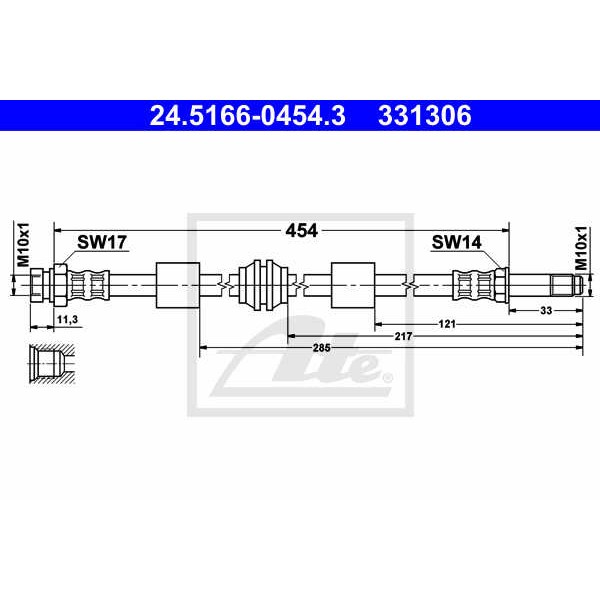 Слика на црево за кочница ATE 24.5166-0454.3 за VW Sharan (7m) 1.9 TDI - 115 коњи дизел