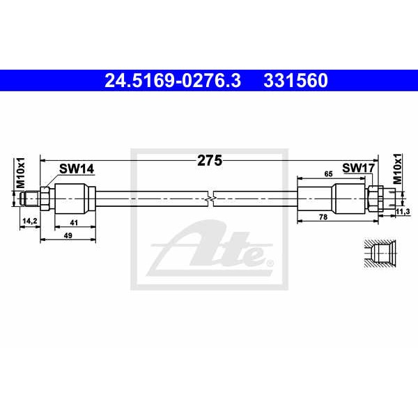 Слика на црево за кочница ATE 24.5169-0276.3 за BMW X3 F25 xDrive 30 d - 258 коњи дизел