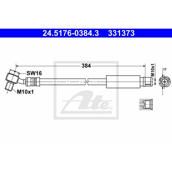 Слика на црево за кочница ATE 24.5176-0384.3 за Opel Insignia Hatchback 2.0 CDTI - 160 коњи дизел