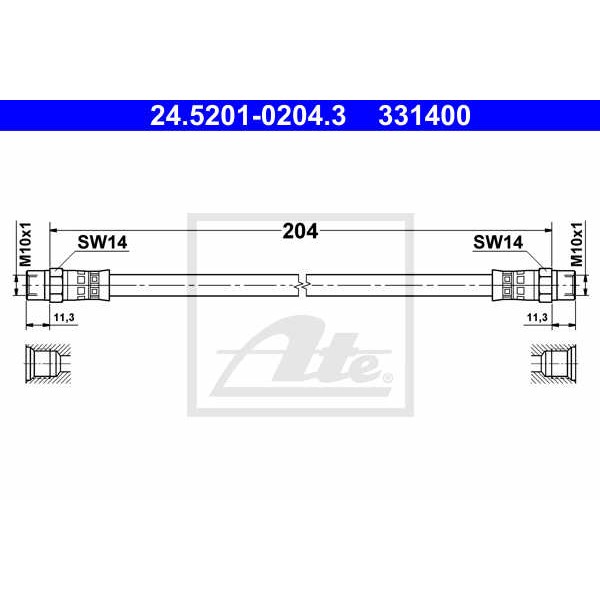 Слика на црево за кочница ATE 24.5201-0204.3 за BMW 5 Sedan (E28) 535 i, M 535 i - 185 коњи бензин