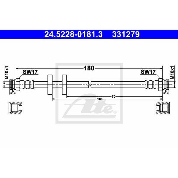 Слика на црево за кочница ATE 24.5228-0181.3 за камион MAN TGA 18.480 FHLS, FHLS/M - 480 коњи дизел