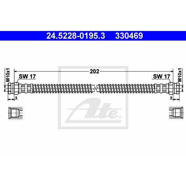 Слика на црево за кочница ATE 24.5228-0195.3 за Citroen Xsara N1 2.0 16V - 163 коњи бензин