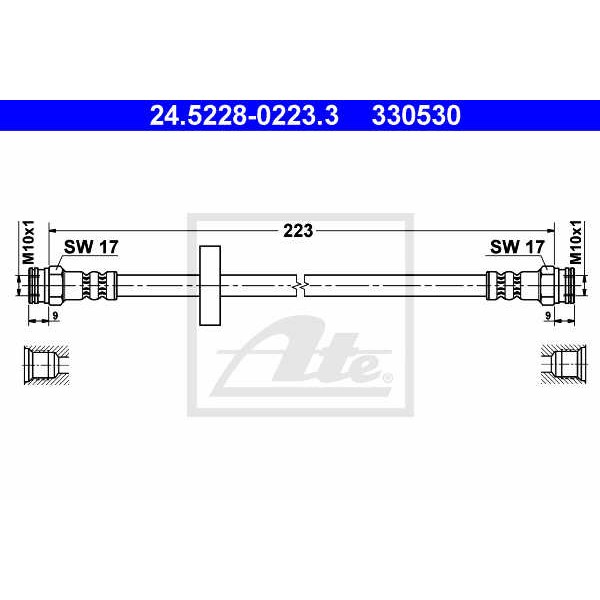 Слика на црево за кочница ATE 24.5228-0223.3 за Fiat Brava 182 1.9 TD 100 S (182.BF) - 100 коњи дизел