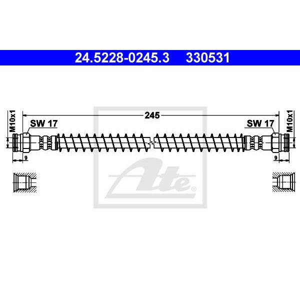 Слика на црево за кочница ATE 24.5228-0245.3 за Citroen Xsara Estate N2 1.9 D - 68 коњи дизел