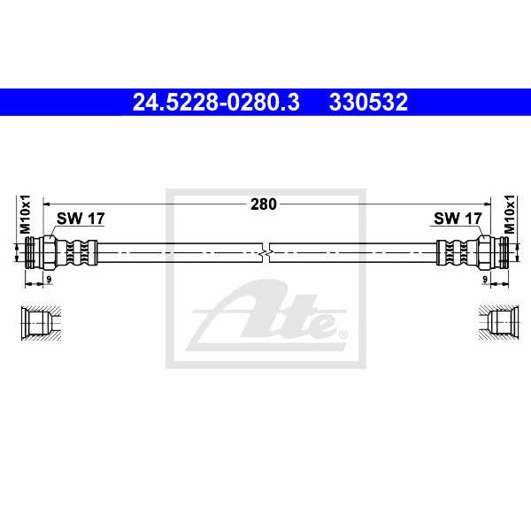 Слика на црево за кочница ATE 24.5228-0280.3 за Peugeot 406 Estate 1.9 TD - 90 коњи дизел