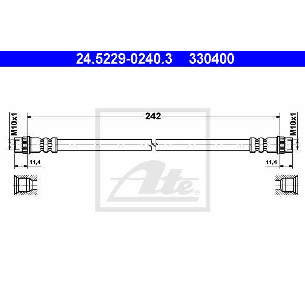 Слика на црево за кочница ATE 24.5229-0240.3 за Renault Rapid Box 1.1 (F40H) - 45 коњи бензин