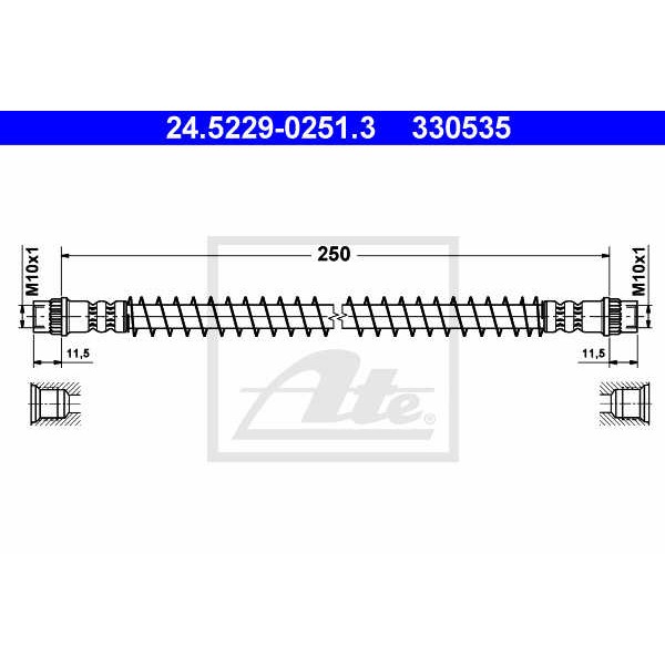 Слика на црево за кочница ATE 24.5229-0251.3 за Lancia Zeta (220) 2.0 JTD (220AN5) - 109 коњи дизел