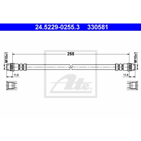 Слика на црево за кочница ATE 24.5229-0255.3 за Citroen Berlingo 1 MF 1.9 D (MFWJZ) - 70 коњи дизел