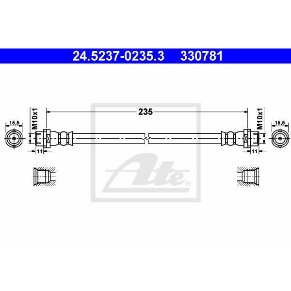 Слика на црево за кочница ATE 24.5237-0235.3 за Mercedes Sprinter 4-t Box (904) 416 CDI - 156 коњи дизел