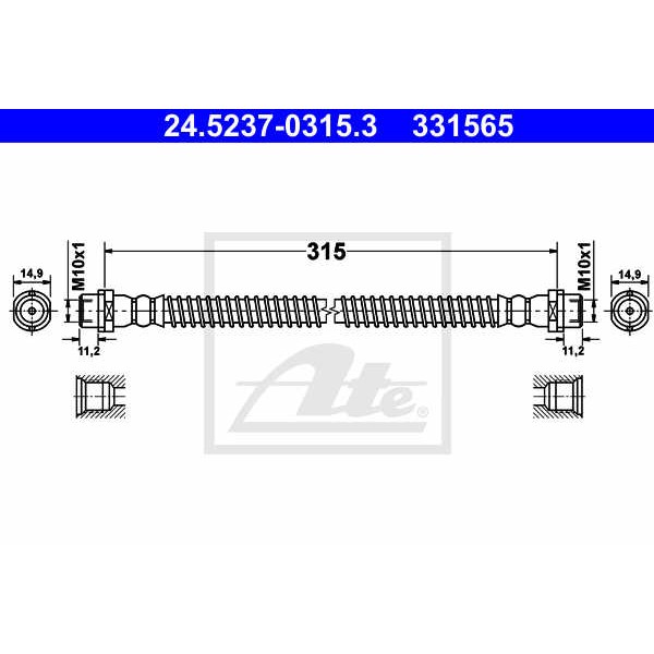 Слика на црево за кочница ATE 24.5237-0315.3 за VW Amarok Pickup 3.0 TDI 4motion - 163 коњи дизел