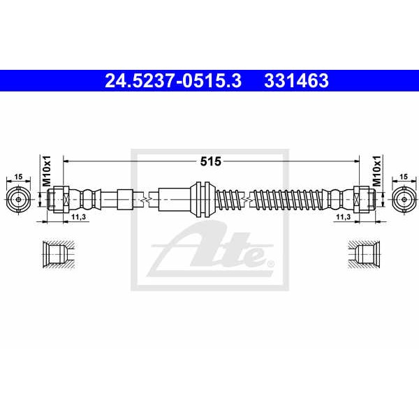 Слика на црево за кочница ATE 24.5237-0515.3 за VW Touareg (7P5) 4.2 V8 TDI - 340 коњи дизел