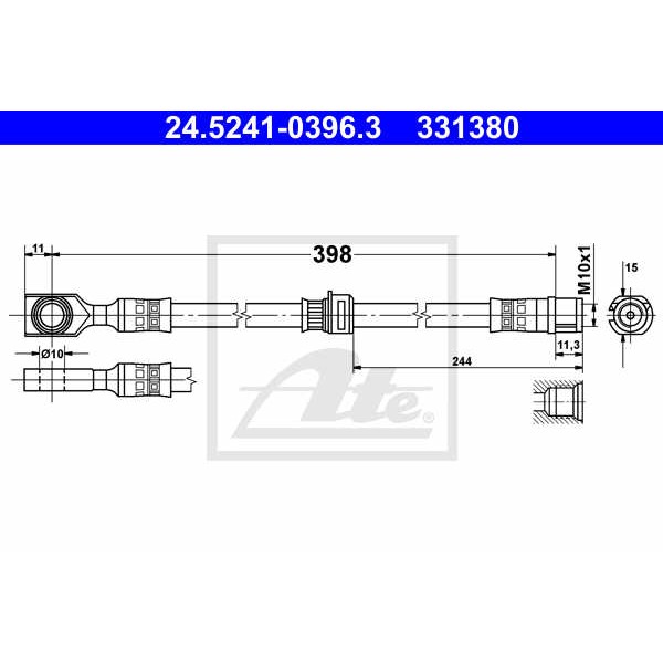 Слика на црево за кочница ATE 24.5241-0396.3 за Opel Astra G Saloon 1.6 - 103 коњи бензин