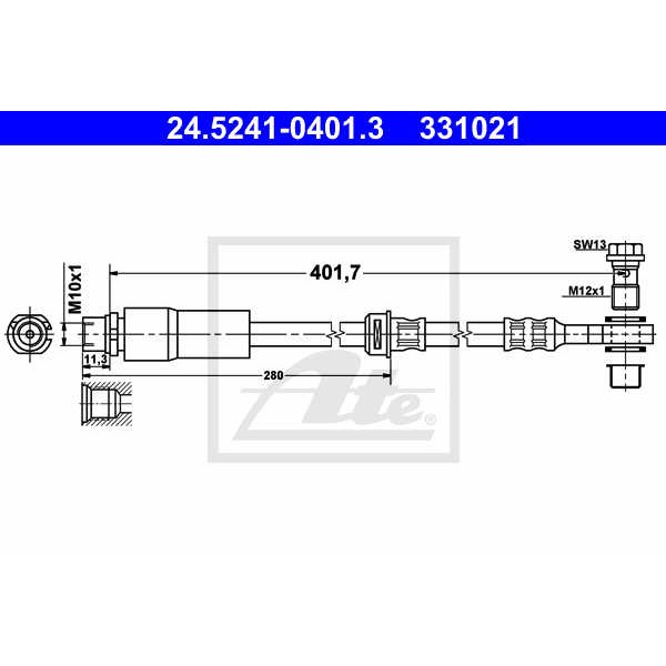 Слика на црево за кочница ATE 24.5241-0401.3 за Fiat Croma 194 1.9 D Multijet - 120 коњи дизел