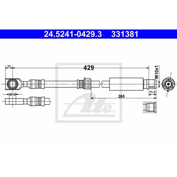 Слика на црево за кочница ATE 24.5241-0429.3 за Opel Astra H Hatchback 1.8 - 125 коњи бензин