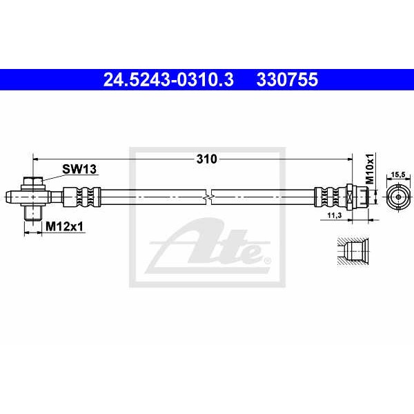 Слика на црево за кочница ATE 24.5243-0310.3 за VW Passat 4 Sedan (B5,3b2) 2.8 V6 Syncro/4motion - 193 коњи бензин