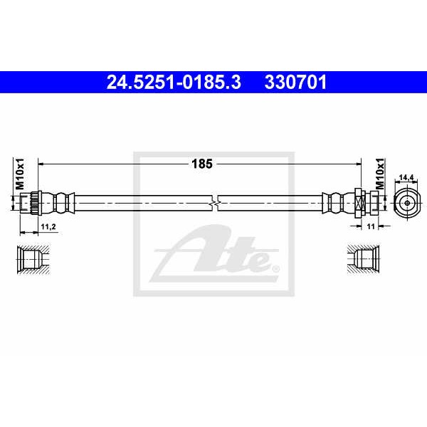 Слика на црево за кочница ATE 24.5251-0185.3 за Renault Scenic 2 (JM0-1) 1.9 dCi (JM0G, JM12, JM1G, JM2C) - 120 коњи дизел