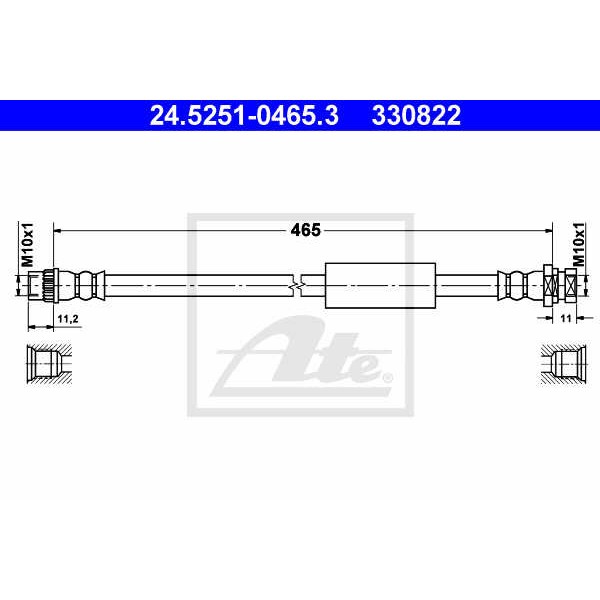 Слика на црево за кочница ATE 24.5251-0465.3 за Nissan Interstar Box (X70) dCi 100 - 101 коњи дизел