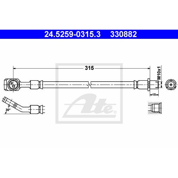 Слика на црево за кочница ATE 24.5259-0315.3 за Saab 9-3 Convertible (YS3F) 1.8 i - 122 коњи бензин