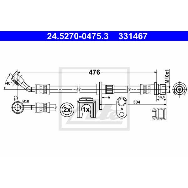 Слика на црево за кочница ATE 24.5270-0475.3 за Honda Accord 9 (CU) 2.4 i - 201 коњи бензин